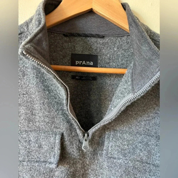 prAna Brookland 1/4 Zip Sweater Gravel Gray Men’s Size M - Picture 10 of 10